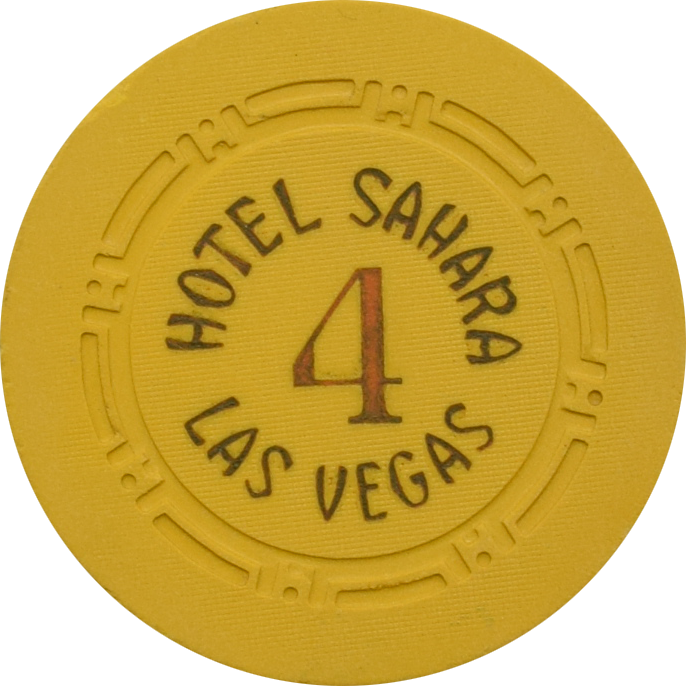 Sahara Casino Las Vegas Nevada Yellow Roulette 4 Chip 1950s