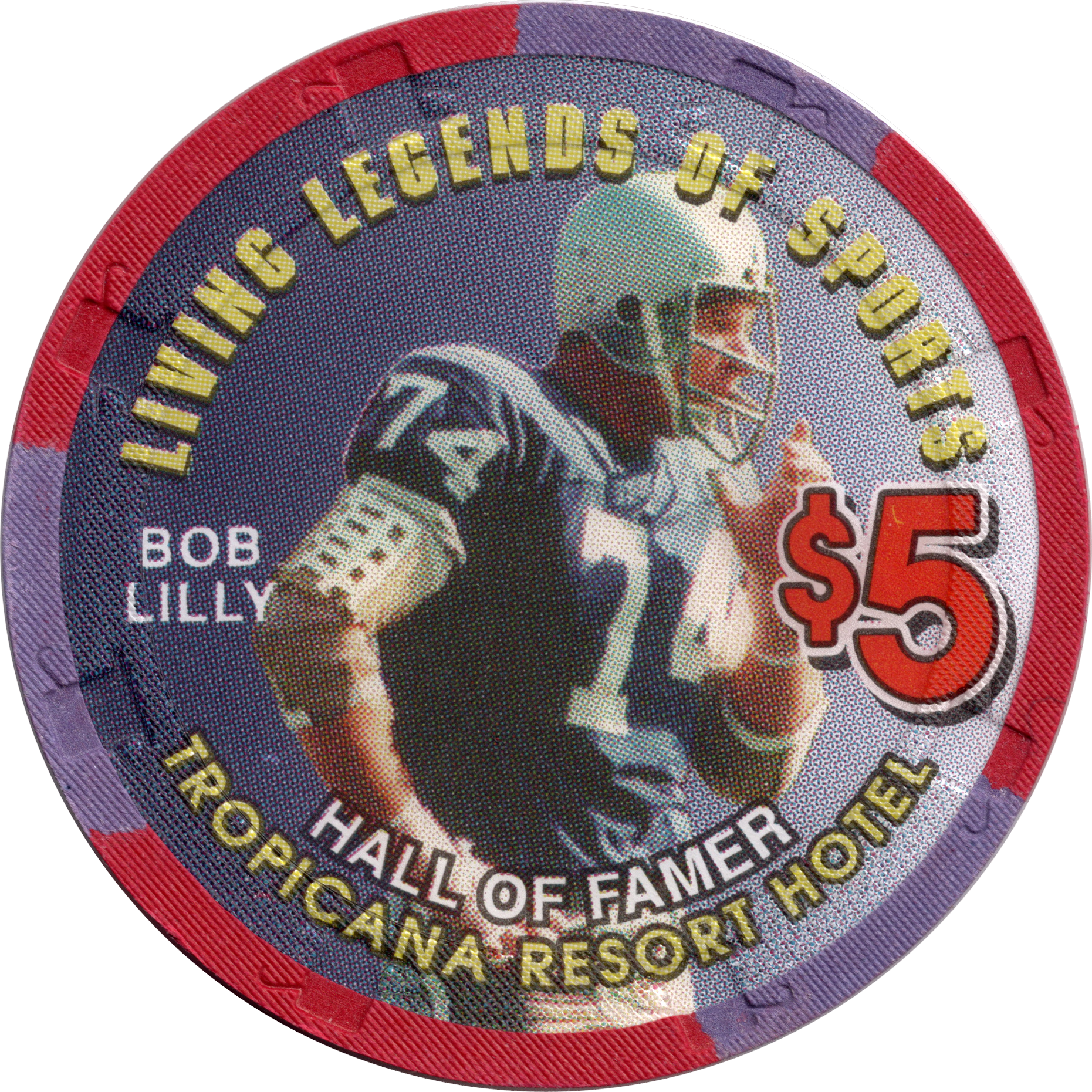 Tropicana Casino Las Vegas Nevada $5 Bob Lilly Legends of Sport Chip