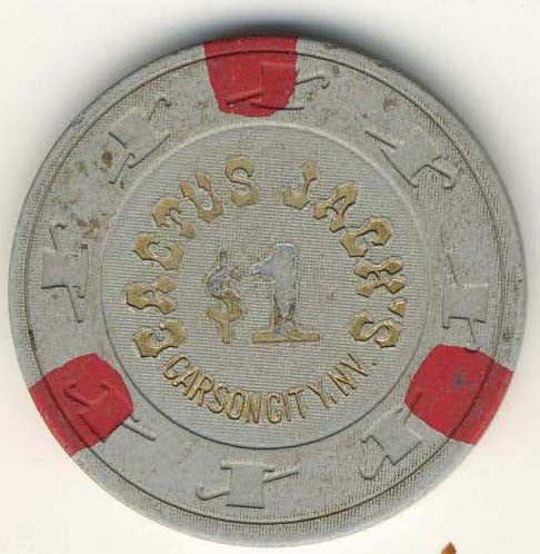 Cactus Jacks Casino $1 (gray 1980s) Chip - Spinettis Gaming - 2