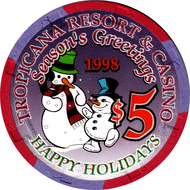 Tropicana Casino Las Vegas Nevada $5 Happy Holidays 1998 Chip