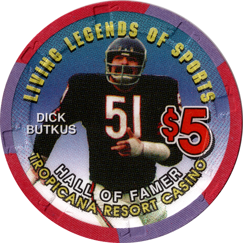 Tropicana Casino Las Vegas Nevada $5 Dick Butkus Legends of Sport Chip