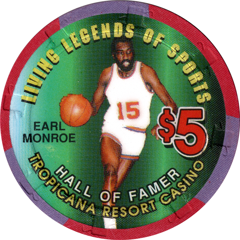 Tropicana Casino Las Vegas Nevada $5 Earl Monroe Living Legends of Sport Chip