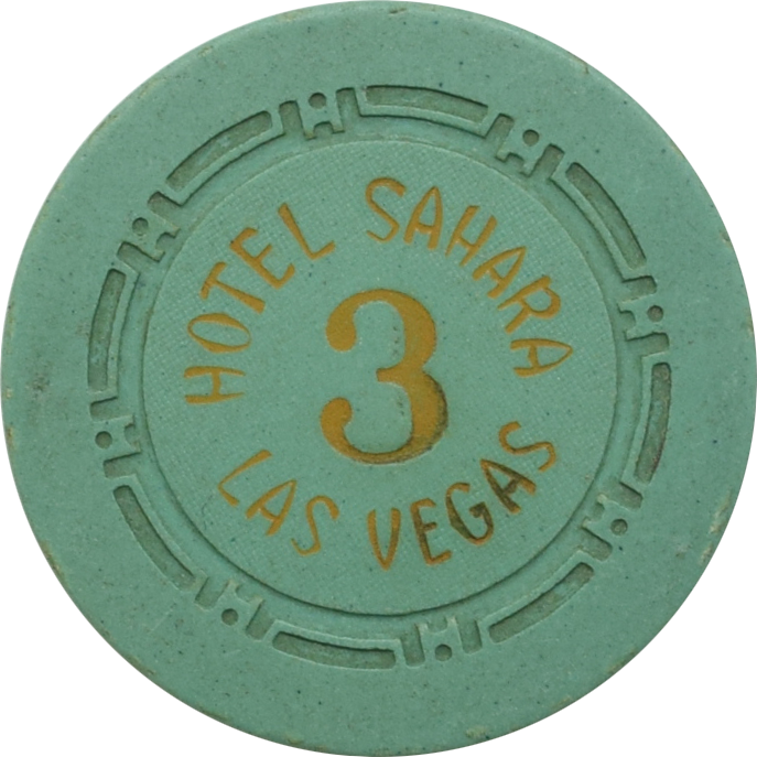 Sahara Casino Las Vegas Nevada Green Roulette 3 Chip 1950s