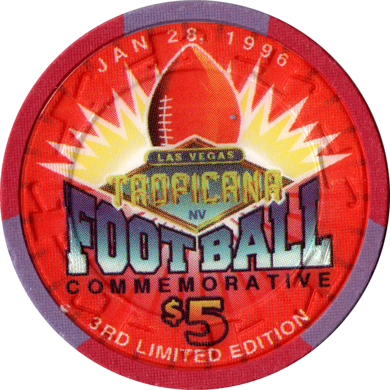 Tropicana Casino Las Vegas Nevada $5 Football Commemorative Chip 1996