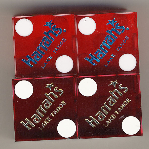 Harrah's Lake Tahoe Used Casino Red Dice, Pair - Spinettis Gaming - 1