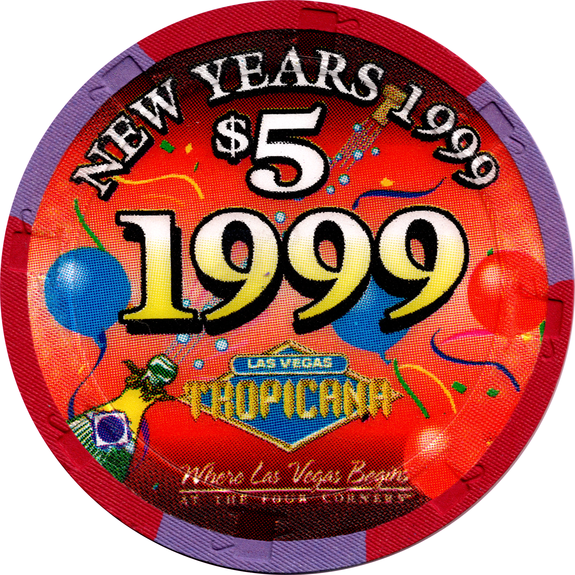 Tropicana Casino Las Vegas Nevada $5 New Year 1999 Chip